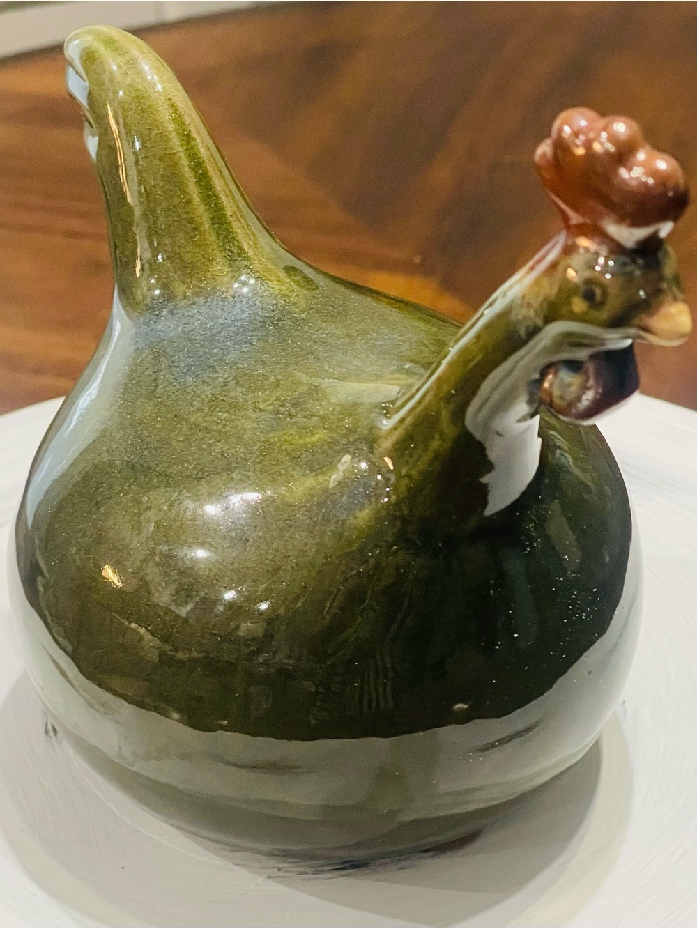 Vintage Glazed Ceramic Hen